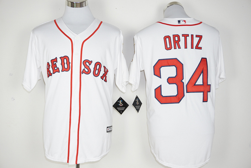 Majestic MLB Boston Red Sox #34 Ortiz White Retirement Jersey