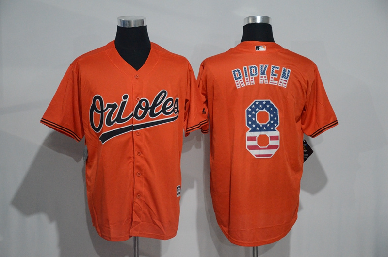 MLB Baltimore Orioles #8 Ripken Orange USA Flag Jersey