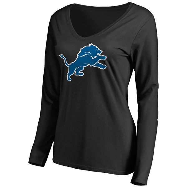 NFL Detroit Lions Black Long Sleeve Women T-Shirt