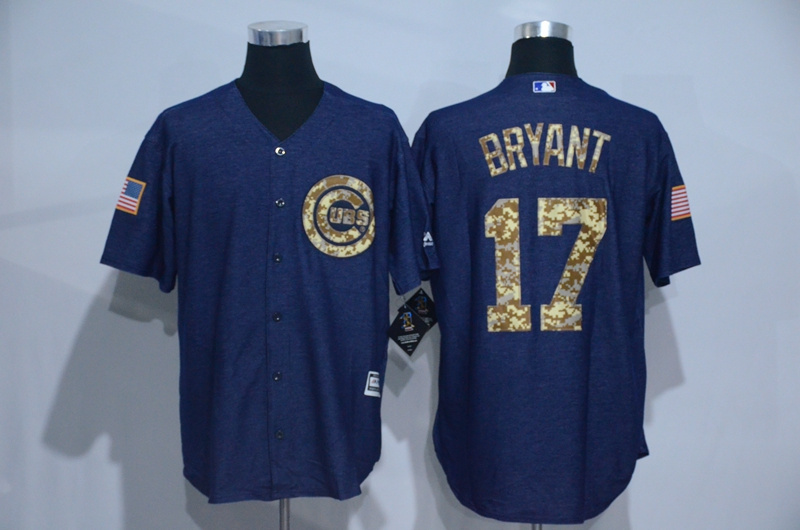 MLB Chicago Cubs #17 Bryant Blue Salute for Service Jersey