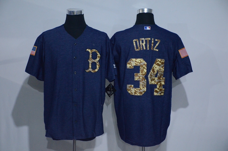 MLB Boston Red Sox #34 Ortiz Blue Salute for Service Jersey