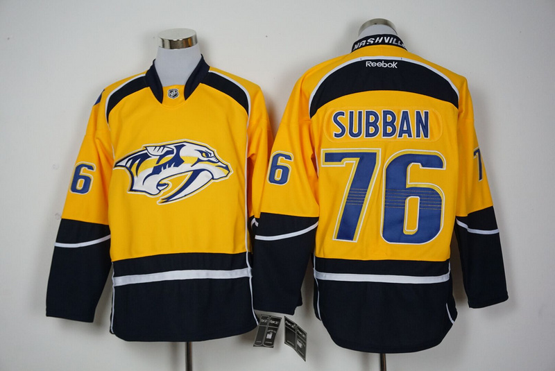 NHL Nashville Predators #76 Subban Yellow Jersey