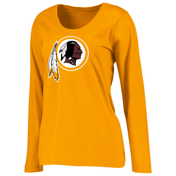 NFL Washington Redskins Yellow Long Sleeve Women T-Shirt