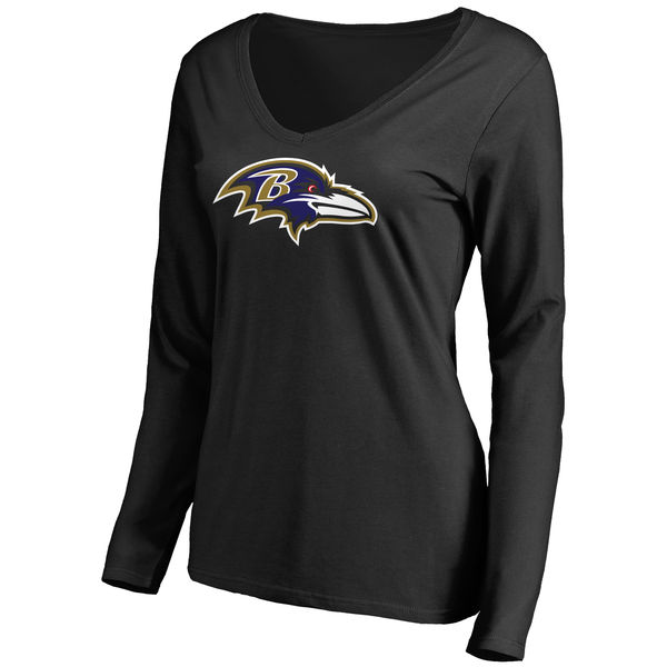 NFL Baltimore Ravens Black Long Sleeve Women T-Shirt