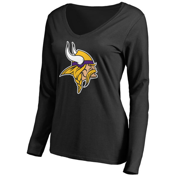 NFL Minnesota Vikings Black Long-Sleeve Women T-Shirt