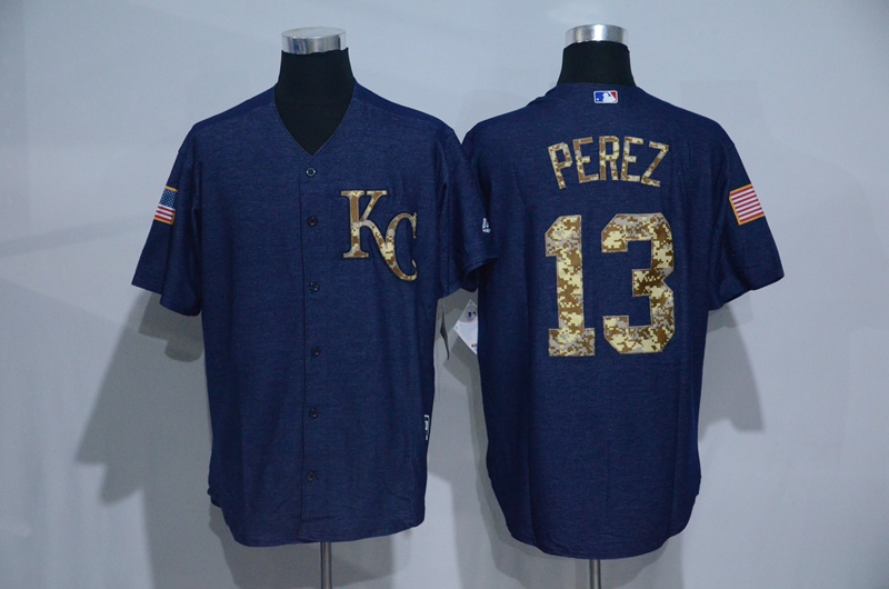 MLB Kansas City Chiefs #13 Perez Blue Salute for Service Jersey