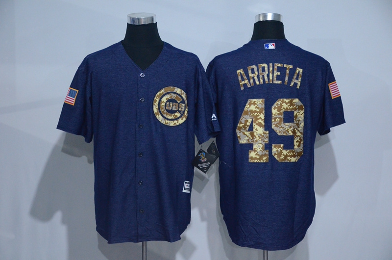 MLB Chicago Cubs #49 Arrieta Blue Salute for Service Jersey