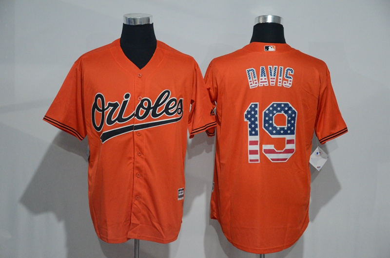 MLB Baltimore Orioles #19 Davis Orange USA Flag Jersey