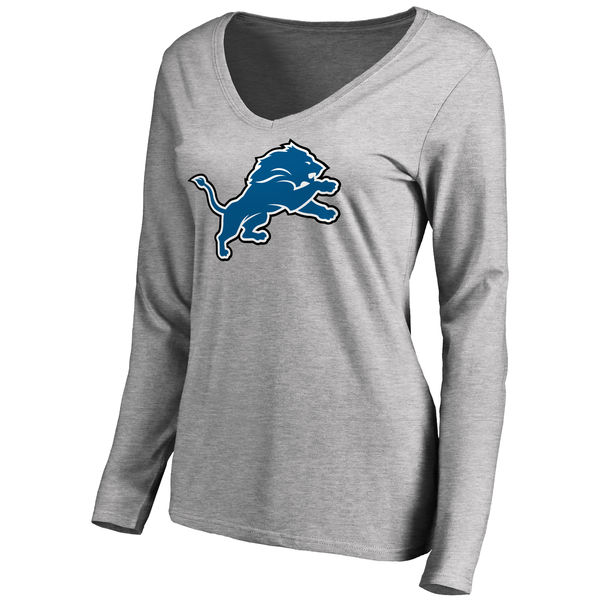 NFL Detroit Lions Grey Long Sleeve Women T-Shirt