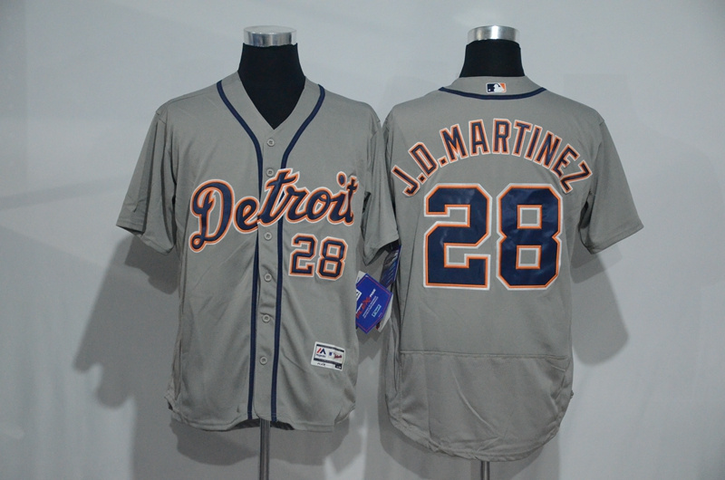 MLB Detroit Tigers #28 J.D.Martinez Grey Jersey