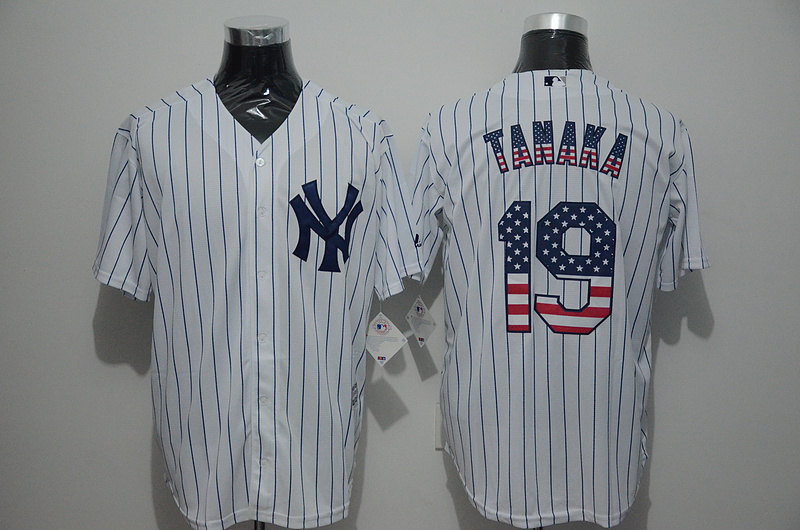 MLB New York Yankees #19 Tanaka White USA Flag Jersey