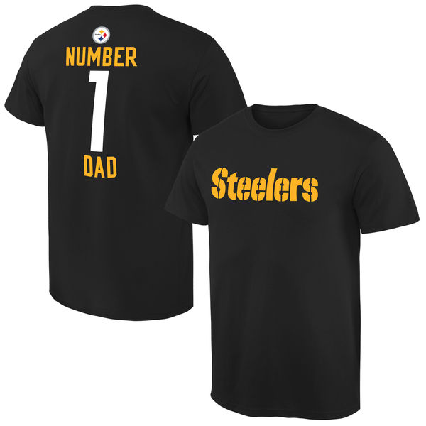 NFL Pittsburgh Steelers #1 Dad Black T-Shirt