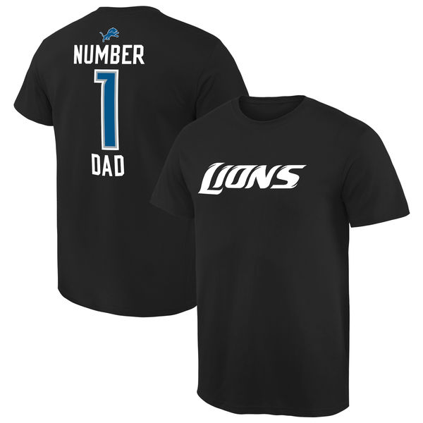 NFL Detriot Lions #1 Dad Black T-Shirt