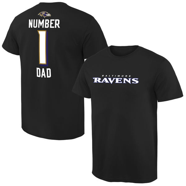 NFL Baltimore Ravens #1 Dad Black T-Shirt