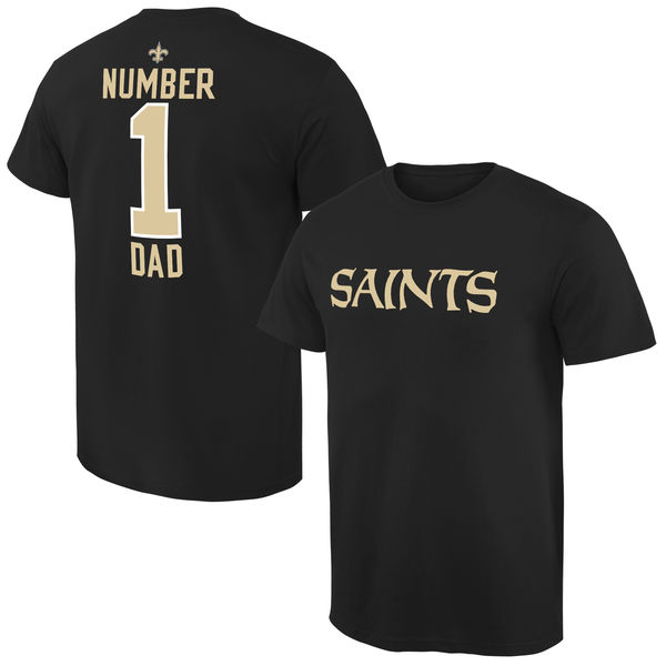 NFL New Orleans Saints #1 Dad Black T-Shirt