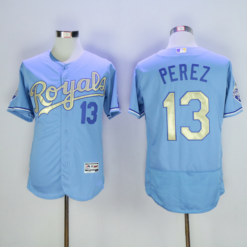 MLB Kansas City Royals #13 Perez Ligh Blue Jersey