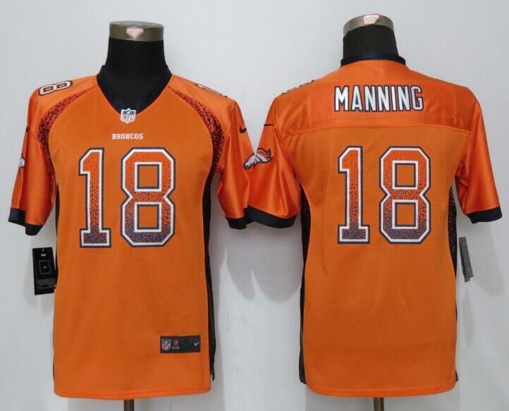Youth NEW Nike Denver Broncos 18 Manning Drift Fashion Orange Elite Jersey