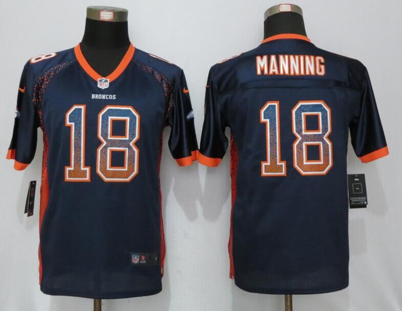 Youth NEW Nike Denver Broncos 18 Manning Drift Fashion Blue Elite Jersey