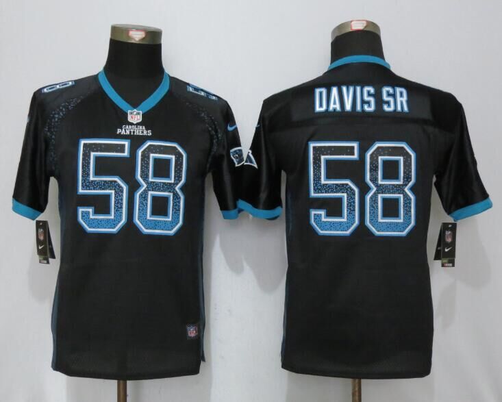 Youth NEW Nike Carolina Panthers 58 Davis sr Drift Fashion Black Elite Jersey