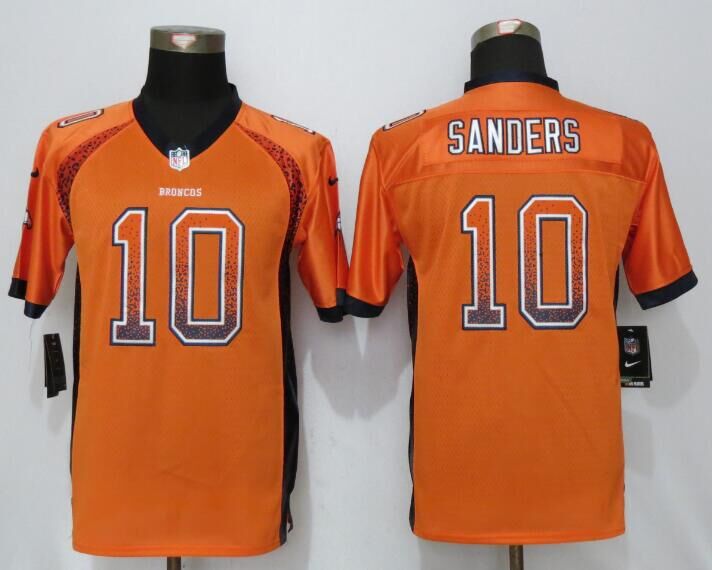 Youth NEW Nike Denver Broncos 10 Sanders Drift Fashion Orange Elite Jersey