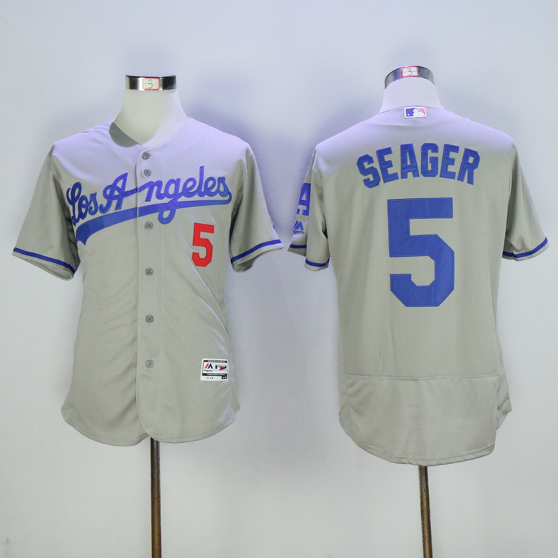 MLB Los Angeles Dodgers #5 Seager Grey Elite Jersey