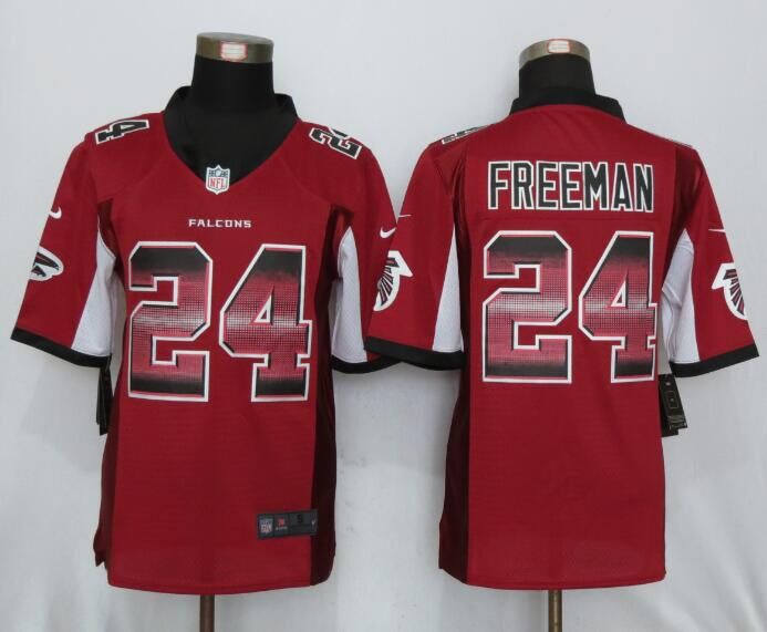 New Nike Atlanta Falcons 24 Freeman Red Strobe Limited Jersey  