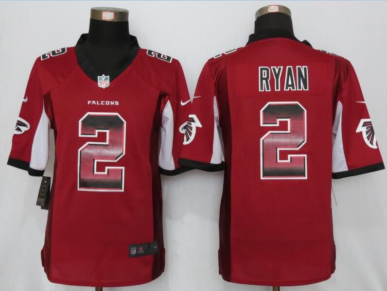 New Nike Atlanta Falcons 2 Ryan Red Strobe Limited Jersey