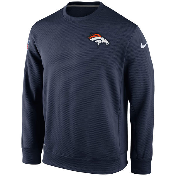 Mens Denver Broncos Sideline Crew Fleece Performance Sweatshirt 
