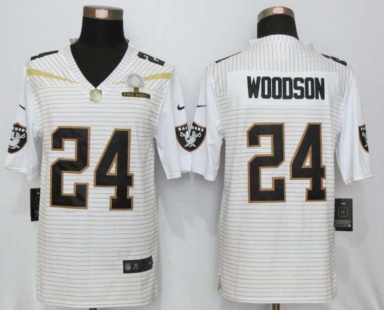 New Nike Oakland Raiders 24 Woodson 2016 Pro Bowl White Elite Jersey