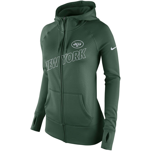 Womens New York Jets Green Stadium Game Day Ko Full Zip Hoodie