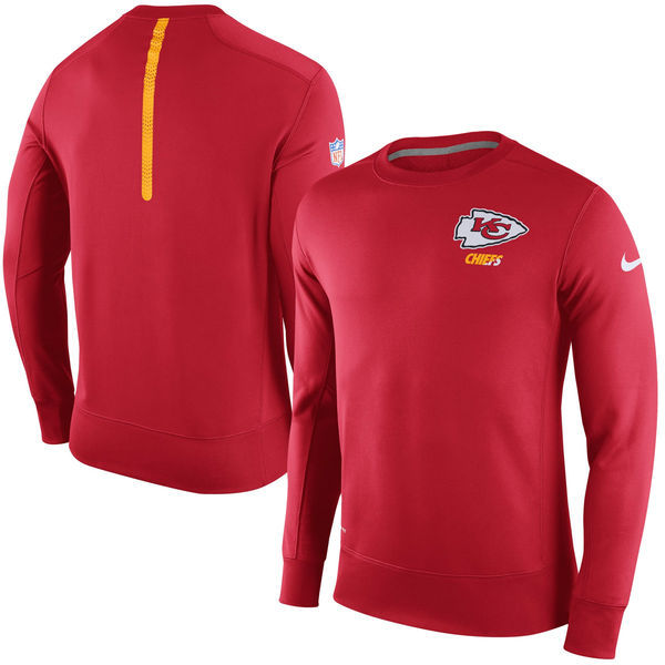 Mens Kansas City Chiefs Red Sideline Crew Fleece Performance Sweatshirt