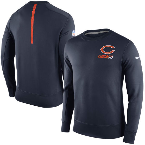 Mens Chicago Bears Black Sideline Crew Fleece Performance Sweatshirt 