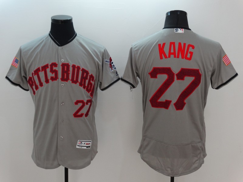 MLB Pittsburgh Pirates #27 Kang Grey Elite Jersey