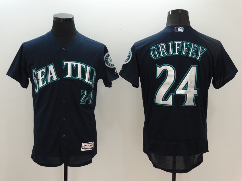 MLB Seattle Mariners #24 Griffey Elite Blue Jersey