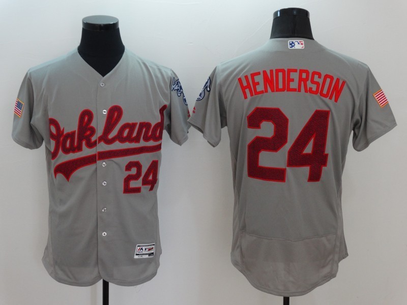 MLB Oakland Athletics #24 Henderson Grey Elite Jersey