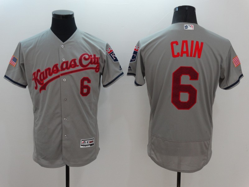 MLB Kansas City Royals #6 Cain Grey Elite Jersey