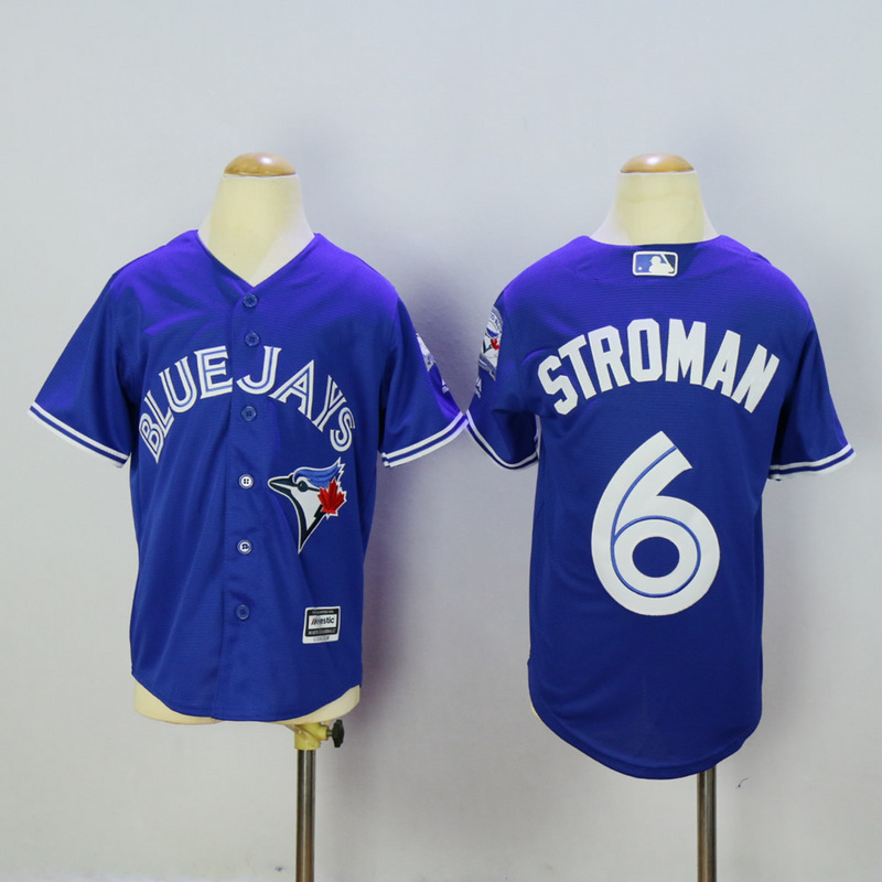 Kids MLB Toronto Blue Jays #6 Stroman Blue Jersey