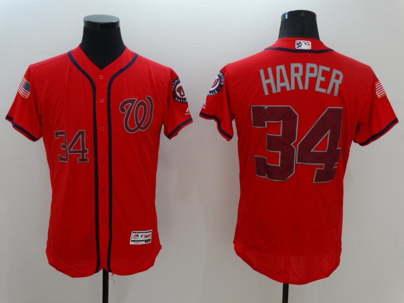 MLB Washington Nationals #34 Harper Red Elite Jersey