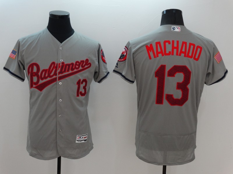 MLB Baltimore Orioles #13 Machado Grey Jersey