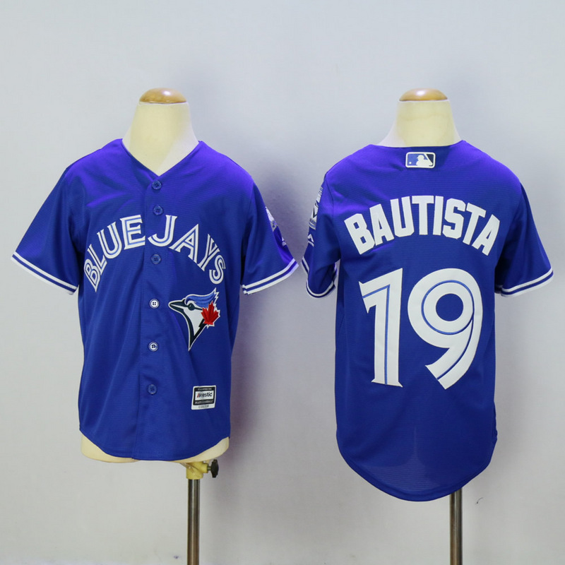 Kids MLB Toronto Blue Jays #19 Bautista Blue Jersey