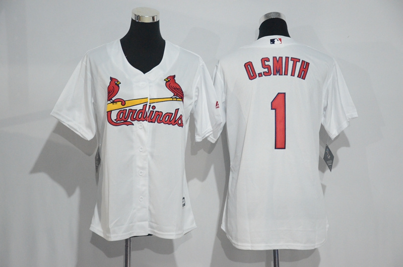 Women St.Louis Cardinals #1 O.Smith White MLB Jersey