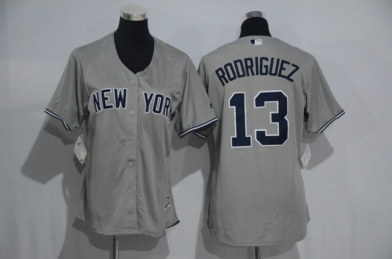 Womens MLB New York Yankees #13 Rodriguez Grey Jersey