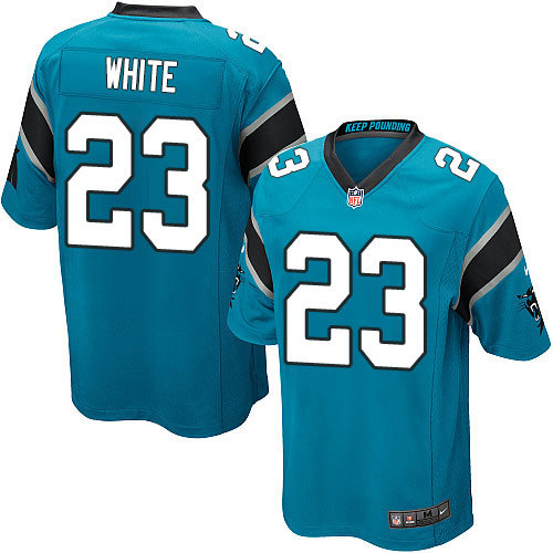 NFL Carolina Panthers #23 White Blue Game Jersey