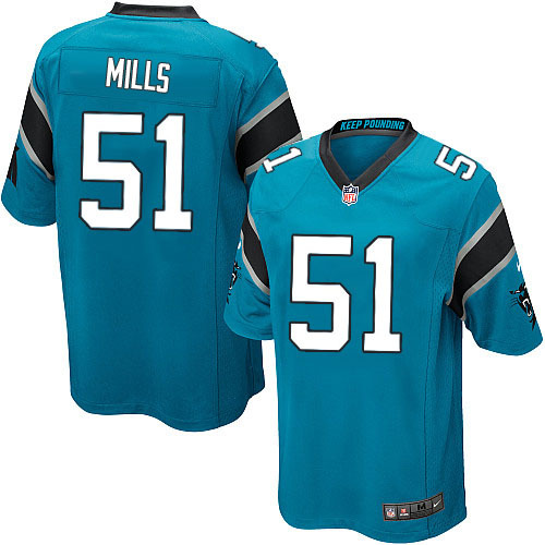 NFL Carolina Panthers #51 Mills Blue Game Jersey