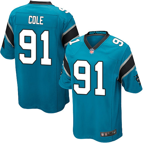 NFL Carolina Panthers #91 Cole Blue Game Jersey