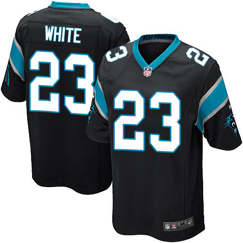 NFL Carolina Panthers #23 White Black Game Jersey