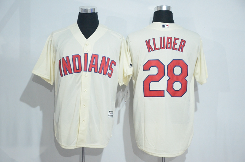 MLB Cleveland Indians #28 Kluber Cream Jersey