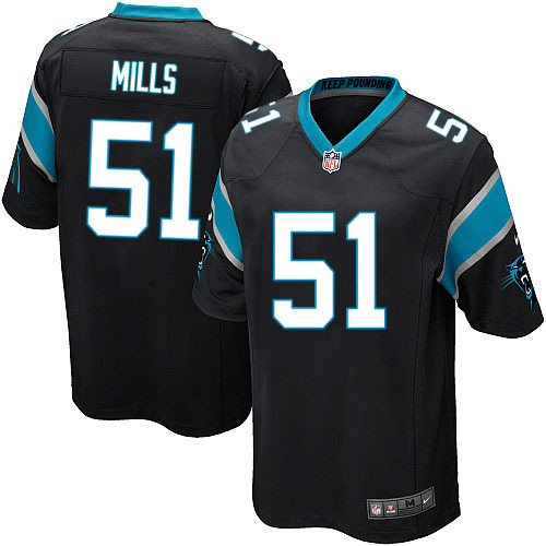 NFL Carolina Panthers #51 Mills Black Game Jersey