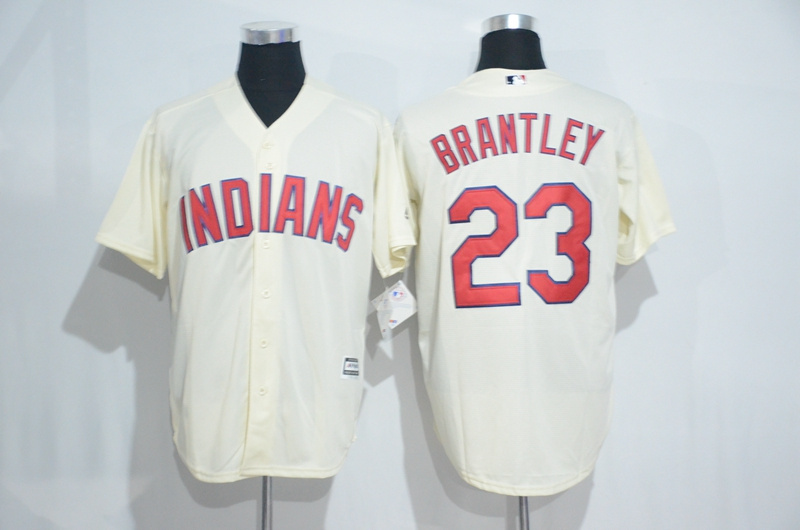 MLB Cleveland Indians #23 Brantley Cream Jersey