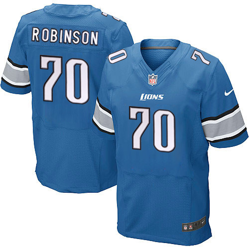 NFL Detroit Lions #70 Robinson Blue Elite Jersey